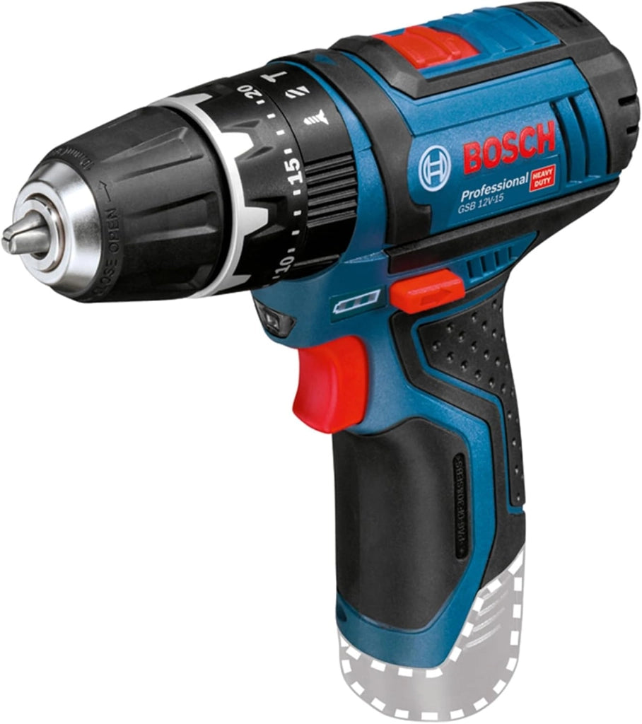 Bosch Professional 12V System Trapano-Avvitatore con Percussione a Batteria Gsb 12V-15, Batteria e Caricabatteria Non Include, in Scatola di Cartone