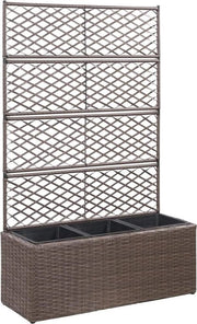 Cassa per piante a muro alta con vasi 83x30x130 cm in rattan marrone
