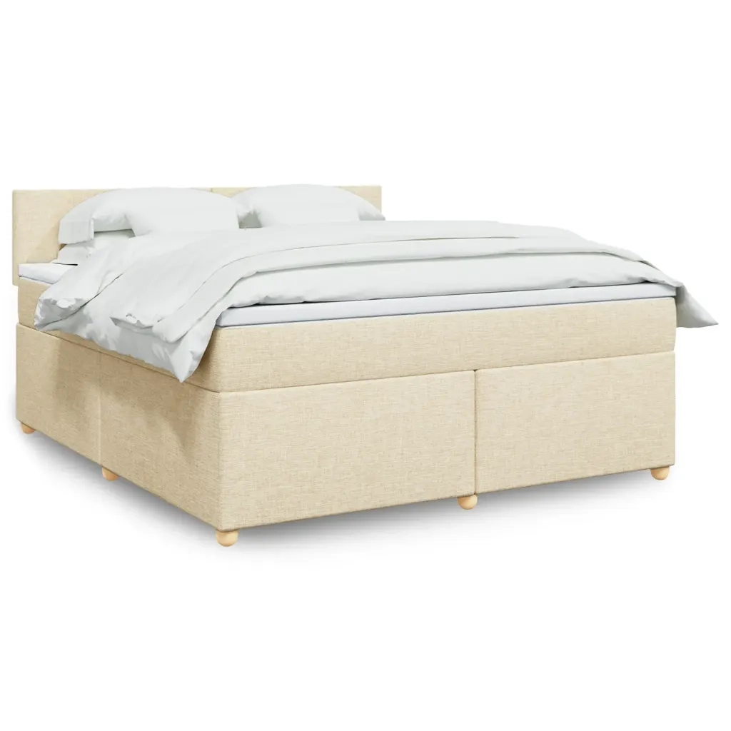 Giroletto a Molle con Materasso Crema 180x200 cm in Tessuto