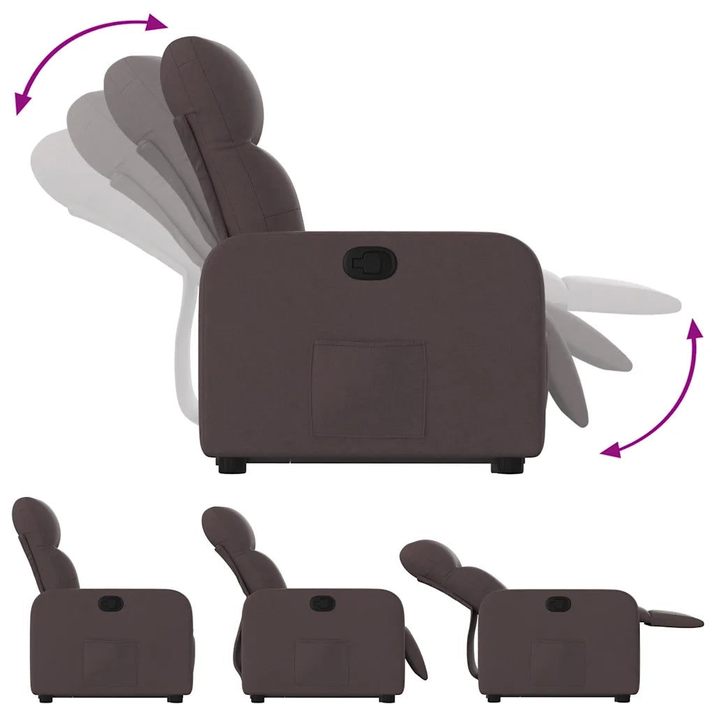 Poltrona Alzapersona Reclinabile Marrone Scuro in Tessuto 3206800