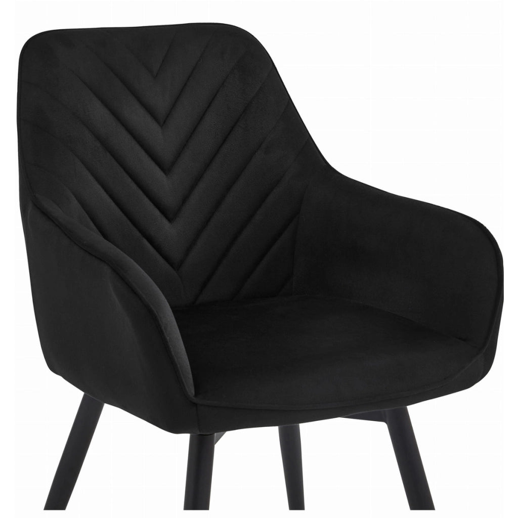 Sedia girevole Nana360 in velluto nero con gambe in metallo