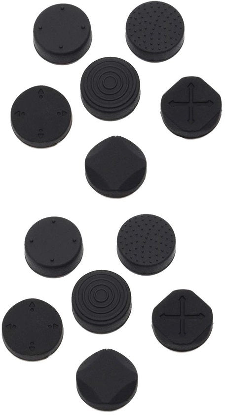 Gomme per Joystick - 12 pezzi - Nero - Controllo Migliorato - Protezione contro la Sfregio - Grip Cap in Silicone