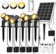 Punti solari per giardino 6 pezzi con telecomando - 2700K 4000K 6000K - 3 livelli di luminosità - IP66 impermeabile all'acqua - funzione di orologio - per giardino, ingresso, siepi
