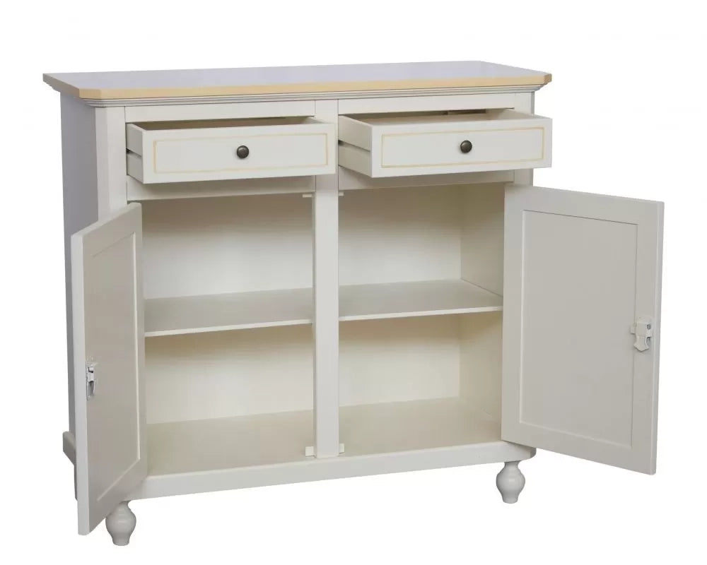 Madia credenza napoletana 2 porte laccato bianco decori 104x43x98 - Mobili 2G