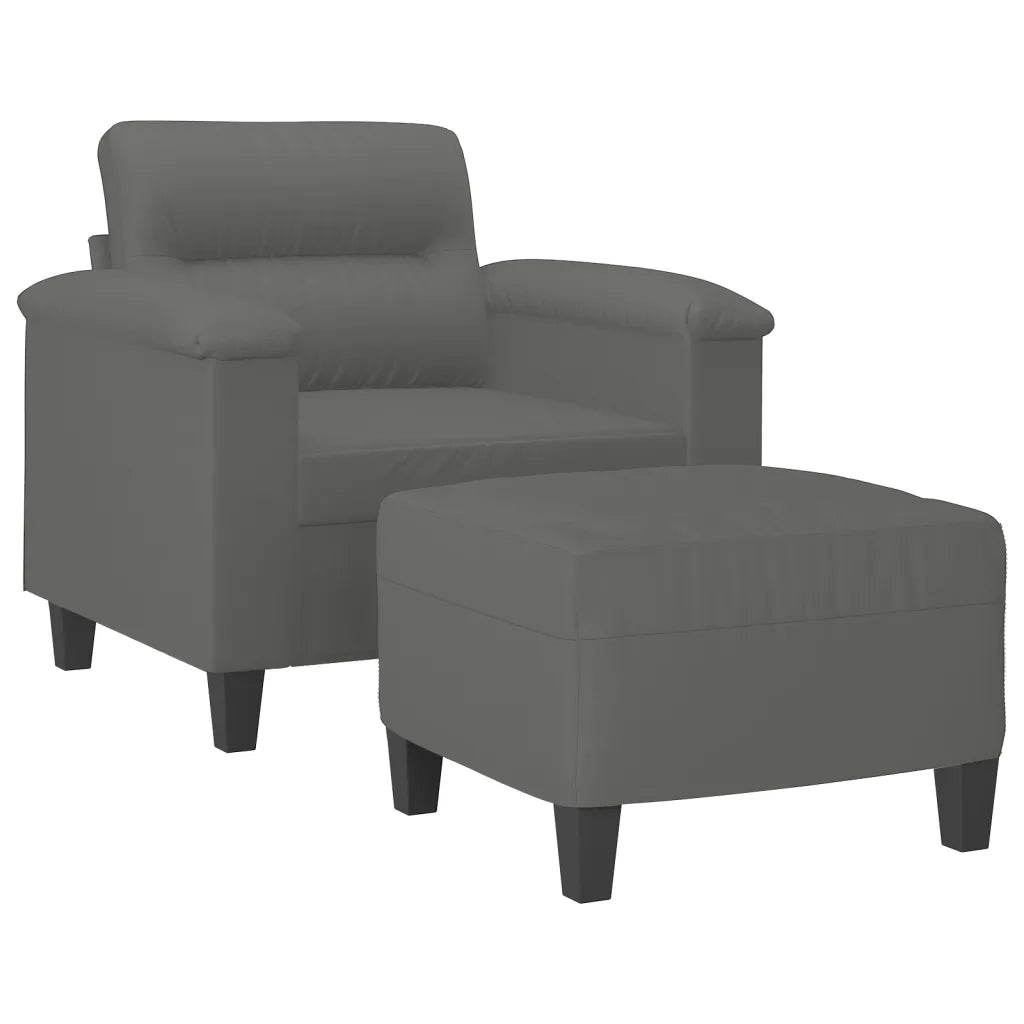Poltrona | Sedia Relax con Poggiapiedi Grigio Scuro 60 cm Tessuto Microfibra
