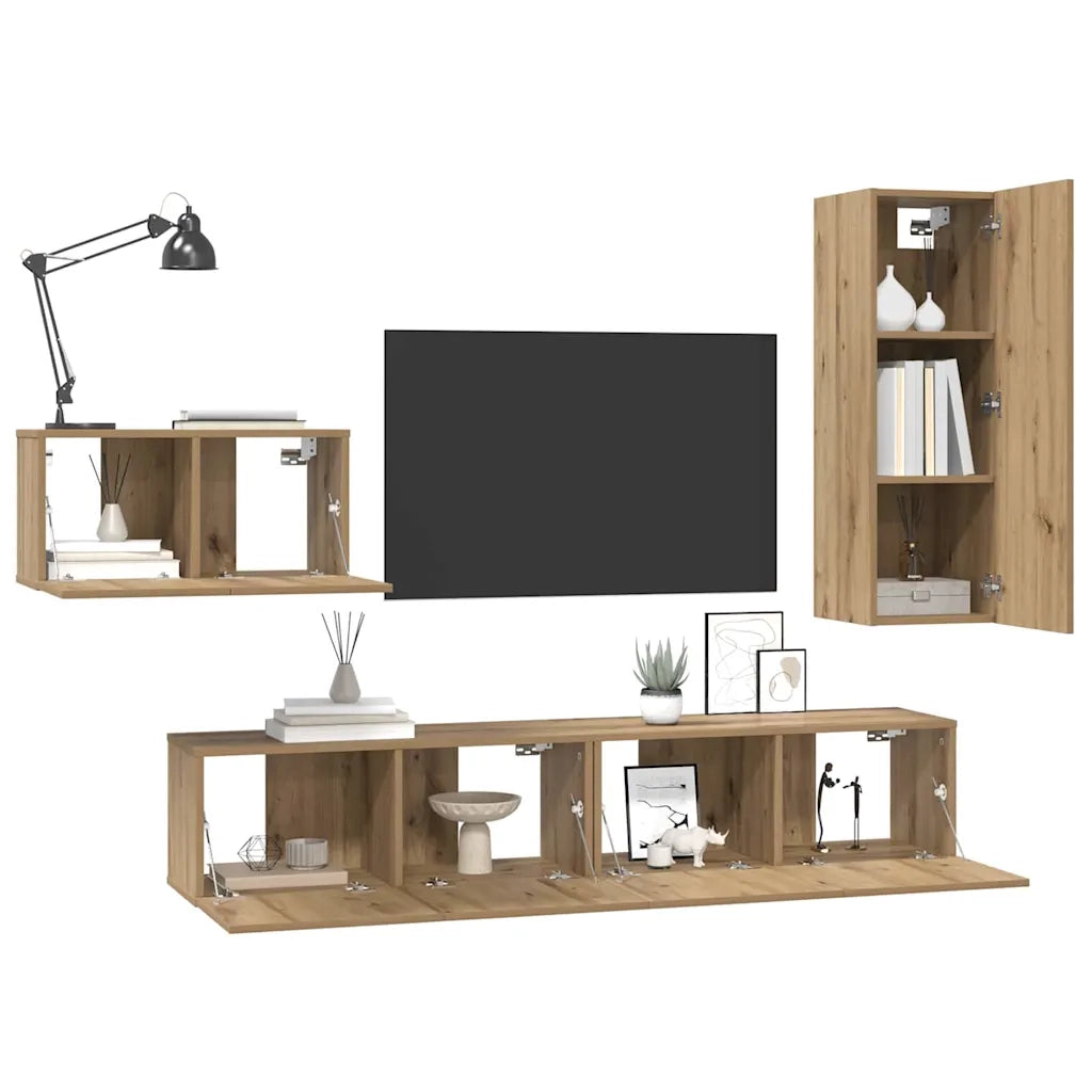 vidaXL Set mobile TV 4 pcs rovere artigianale 30.5 x 30 x 90 cm