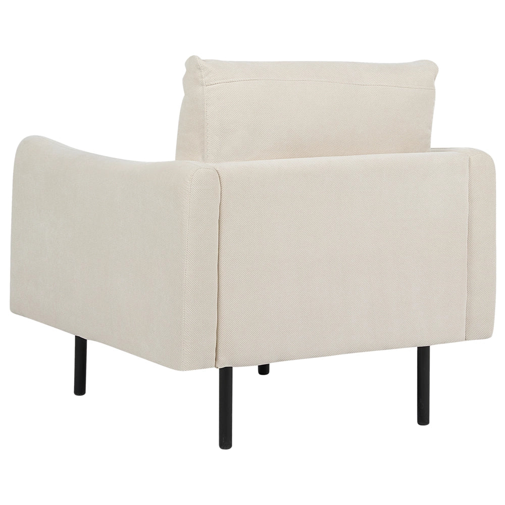 Poltrona moderna in tessuto beige chiaro con gambe nere Stile Retrò Moderno