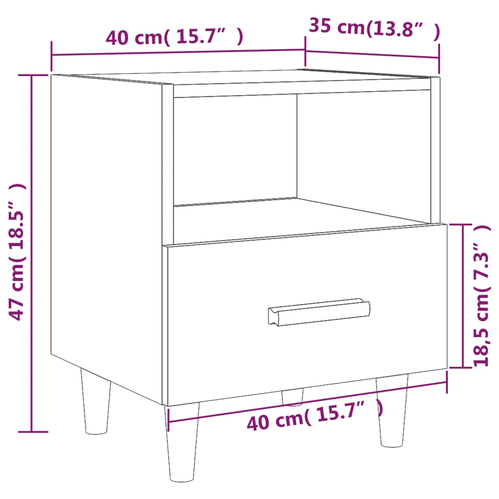 Comodini 2 pz Bianchi 40x35x47 cm 812007