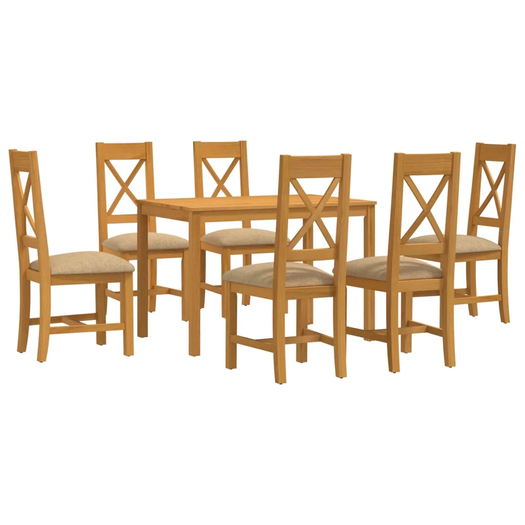 Set da pranzo 7 pz Beige Legno di Quercia Massello 3430269