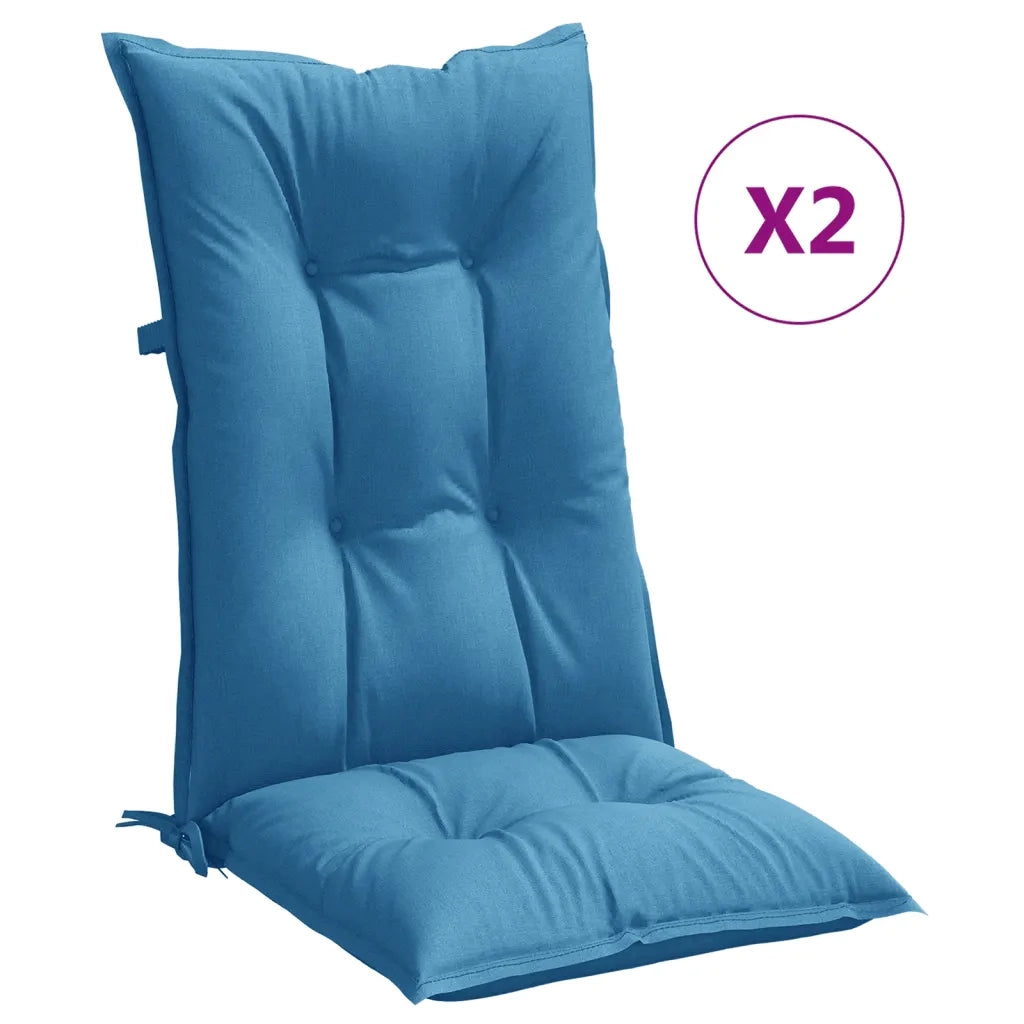 Cuscini Sedia Schiena Alta 2 Blu MÃ©lange 120x50x7 Tessuto