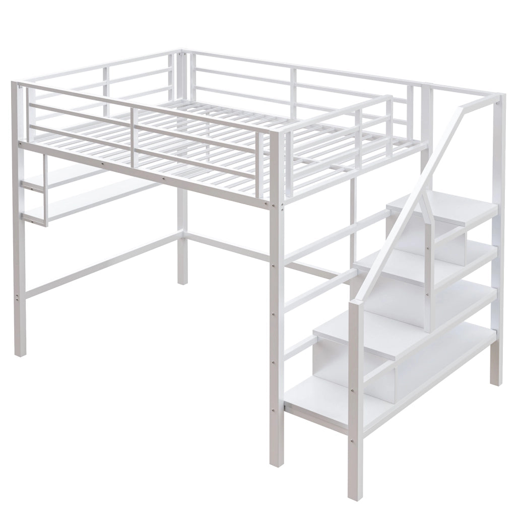 Letto a castello bianco con funzione contenitiva in metallo 140x200 cm