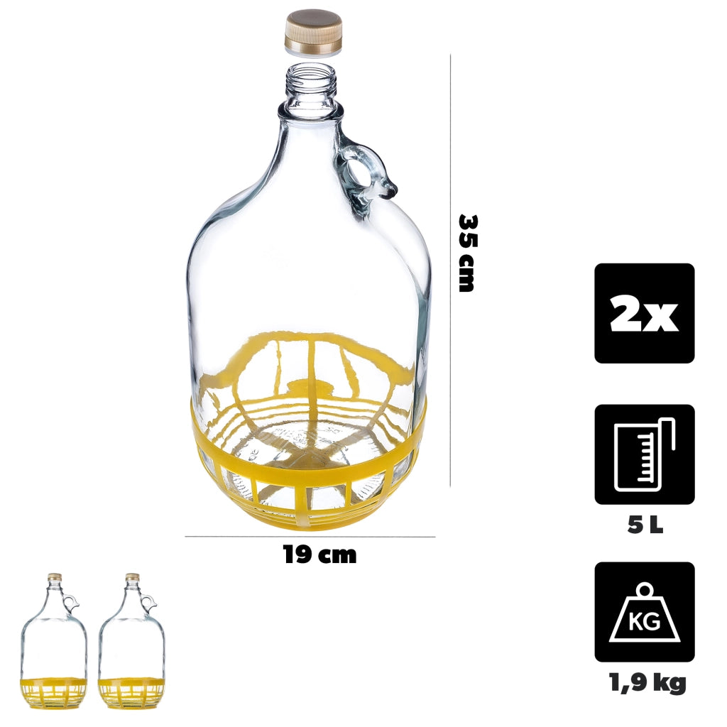 Bottiglia di vino KADAX 5L Palloncino Signora in un Cestino Bottiglia di vino 2 pezzi + Tappo