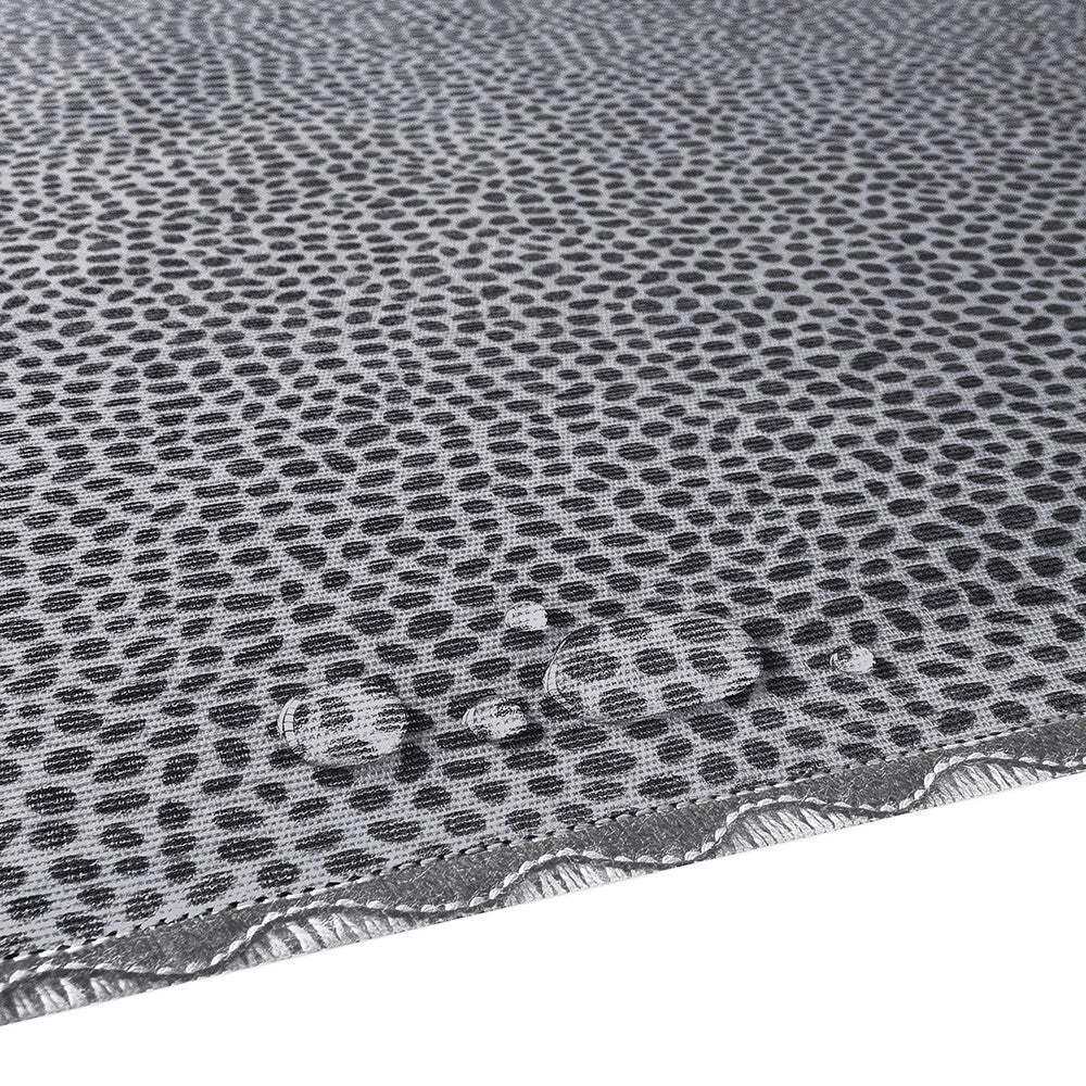 Tovaglia Antimacchia Maculata Bordata Cotone Plastificato Copritavolo Casa Cucina Grigio Tonda 155 Cm