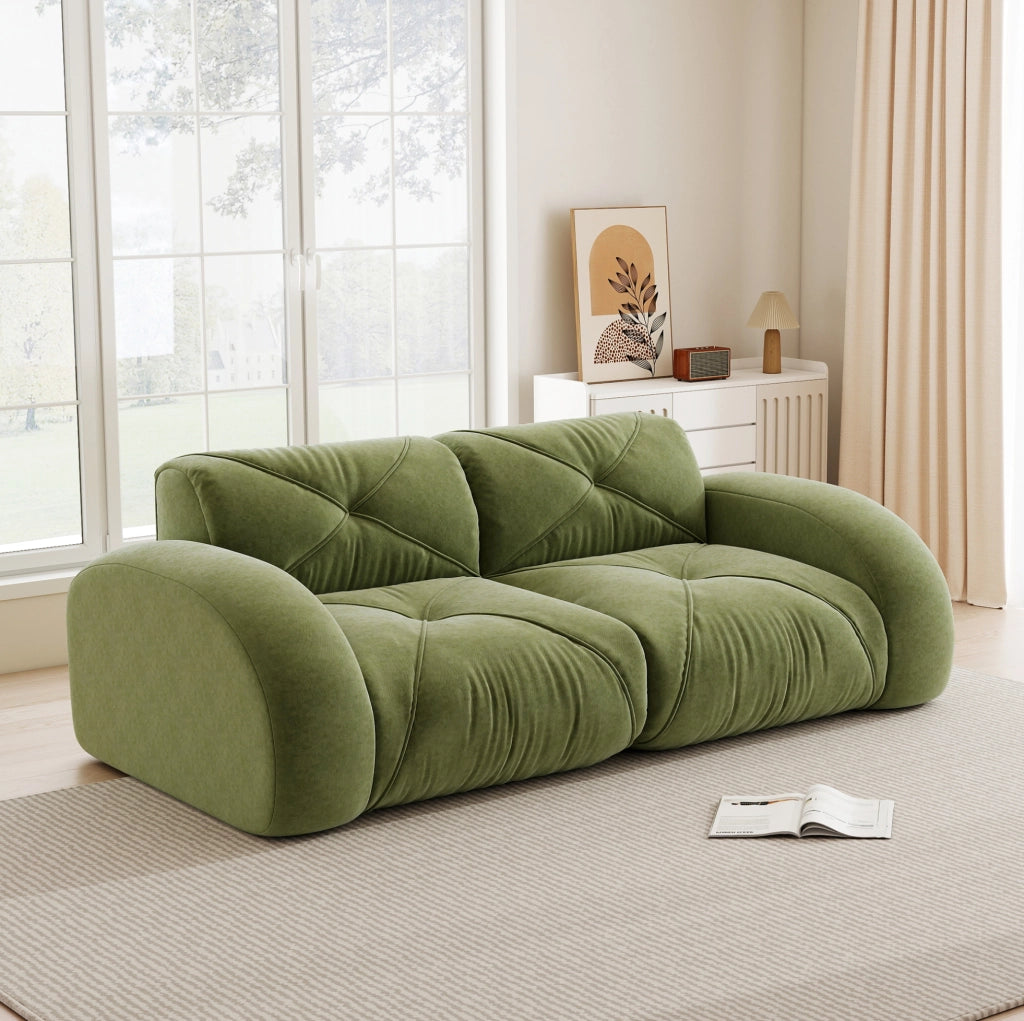 Divano modulare 204x95x76 cm in chenille; senza montaggio; verde