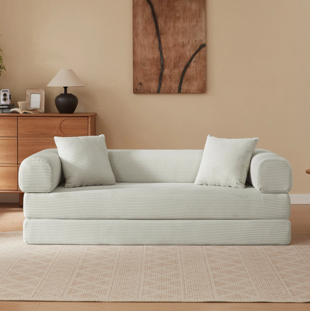 Sofa convertibile modulare in velluto beige
