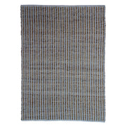 Tappeto naturale Chess in juta e cotone blu