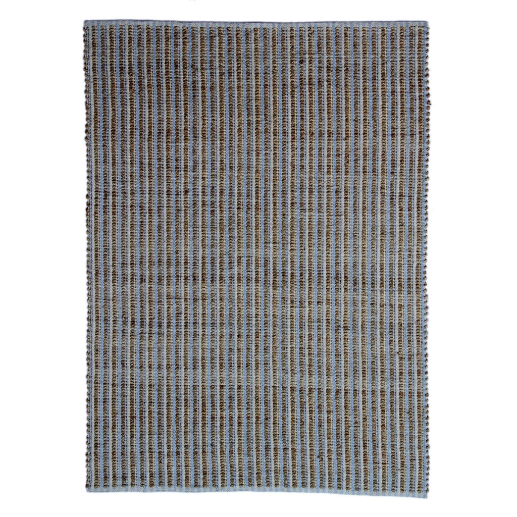 Tappeto naturale Chess in juta e cotone blu