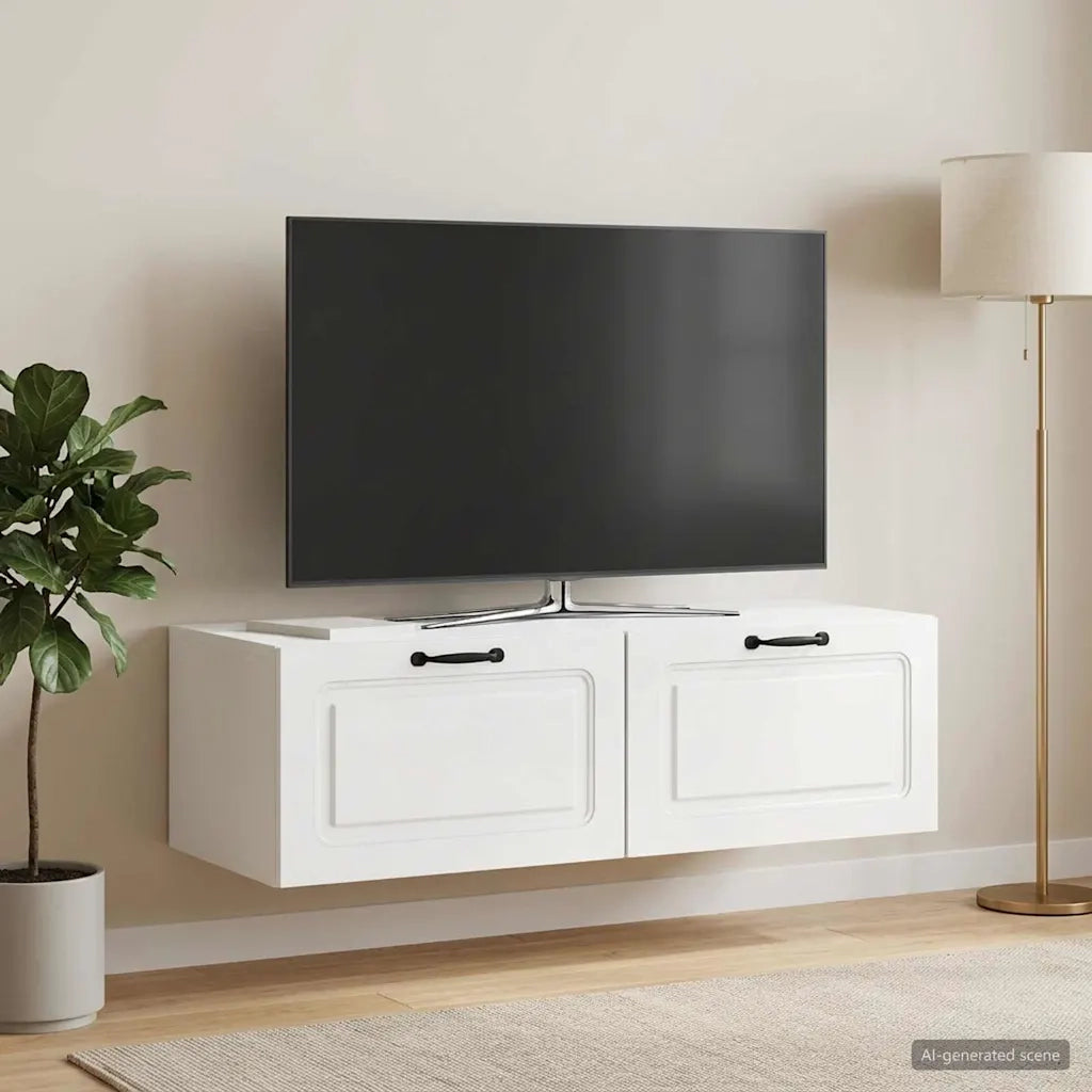 Mobile Porta TV da Muro Bianco Lucido 98 x 41 x 30 cm 899379