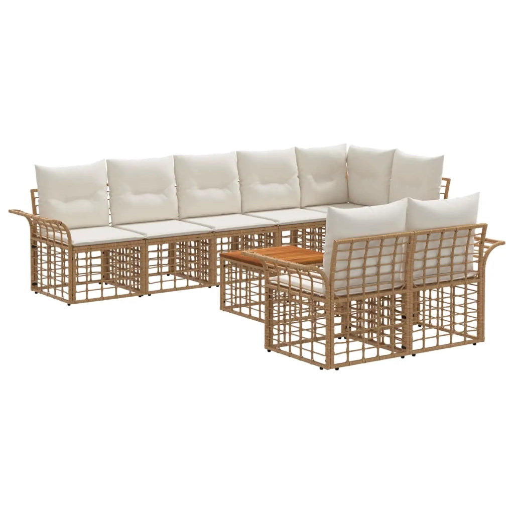 Set di divani da esterno 9 pcs Naturale e Bianco Crema