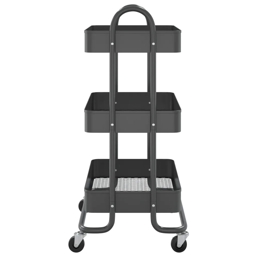 Carrello a 3 Livelli Antracite 43x34x79 cm in Acciaio 335867