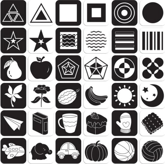 Set di flashcard per neonati - 18 pezzi - stimolazione visiva - nero e bianco colorato - sviluppo dell'infanzia - regalo ideale per bambini.