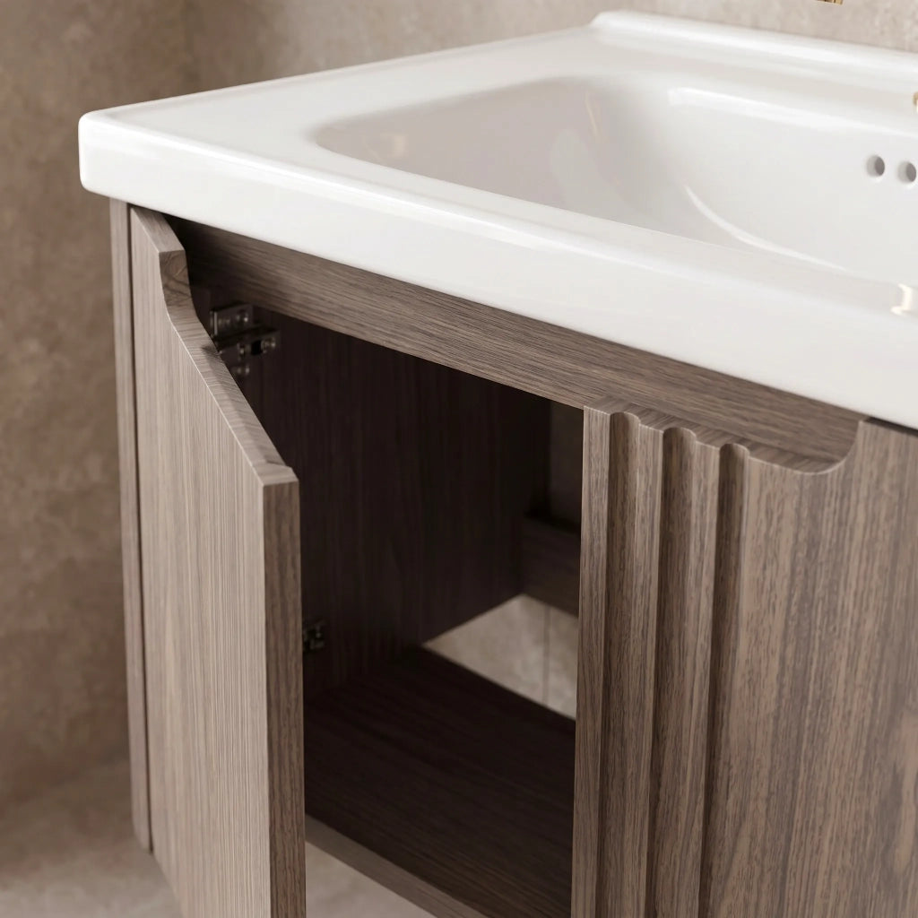 Mobile Bagno Con Lavabo Rea Rivo Db86-60l-1 Dark 60cm