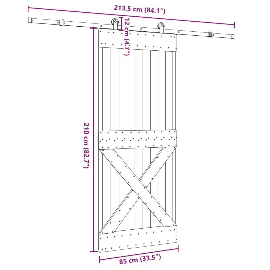 Porta scorrevole NARVIK Naturale e Nero 85 x 210 cm (213,5 cm) 3445367