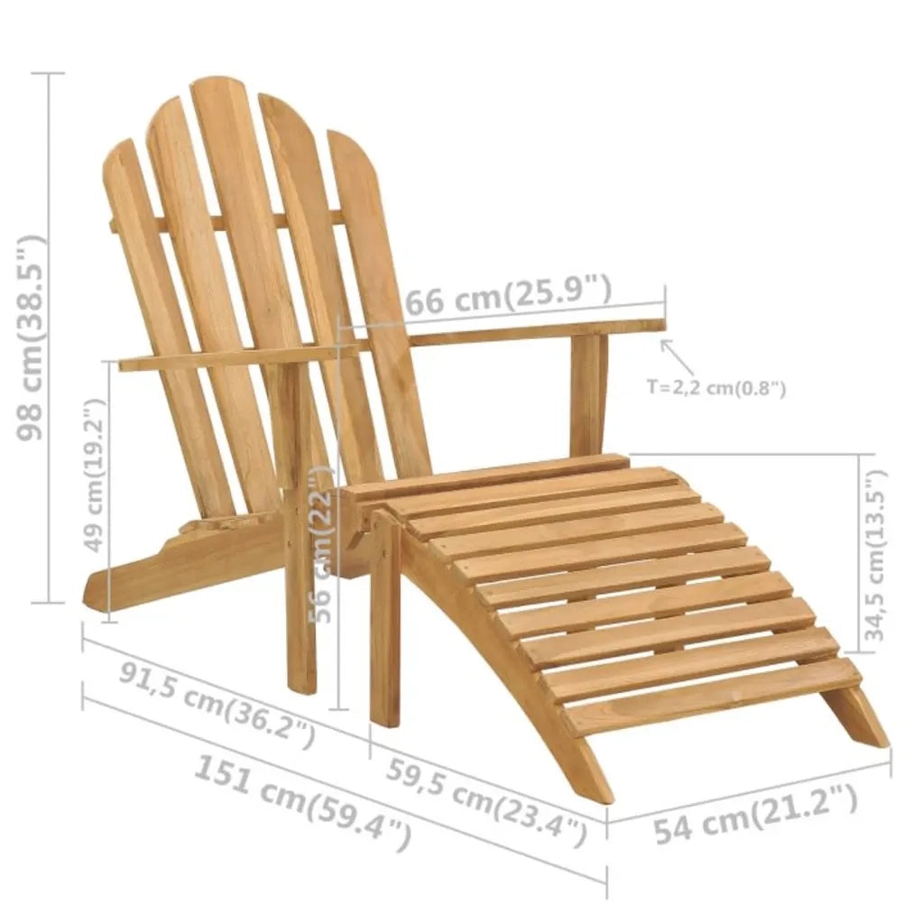 Sedia da Giardino Adirondack con Poggiapiedi Massello di Teak 316165