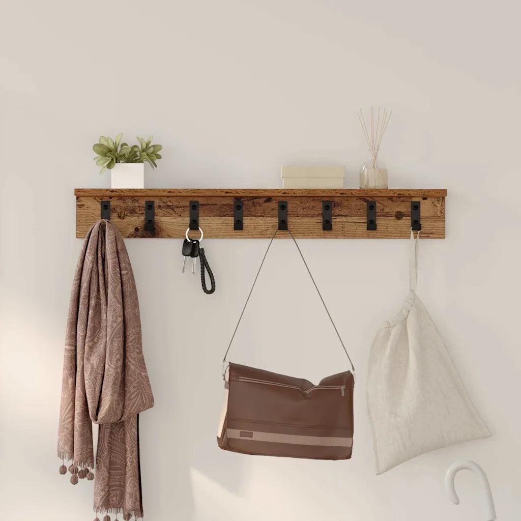 Appendiabiti a muro Legno vecchio 80 x 10,5 x 10,5 cm 874369