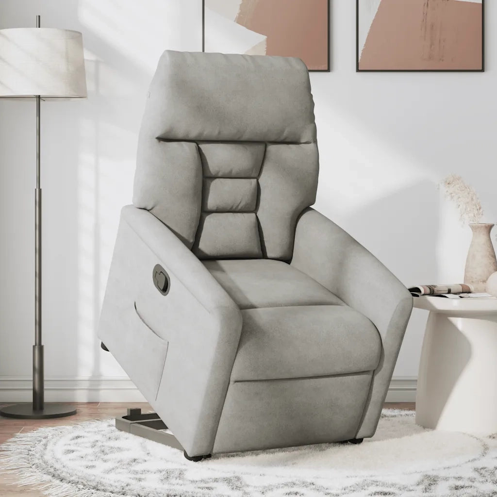Poltrona Alzapersona Reclinabile Grigio Chiaro Microfibra 3303088