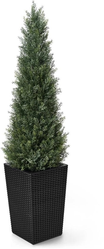Pianta di Cedro Artificiale Grande 120 cm in Vaso Conico Nero - Resistente ai Raggi UV, Pianta Artificiale Uguale all'Originale - Decorazione Interna e Esterna per Salotto Giardino Arredamento Casa, VN155