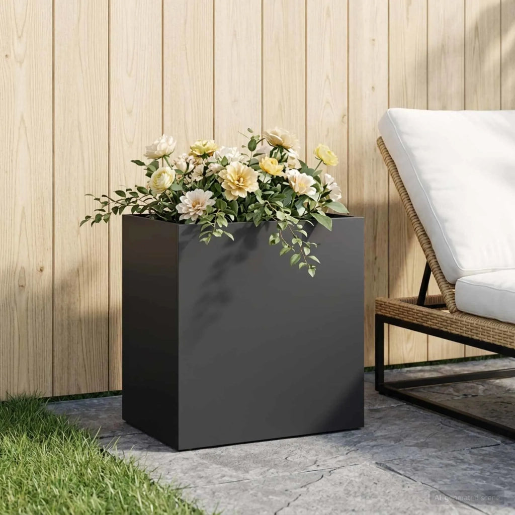 Vaso da giardino Nero 50 x 30 x 50 cm Acciaio laminato a freddo 8005526