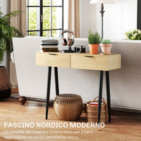Consolle da Ingresso in Stile Nordico 100x30x80,5 cm in Legno e Acciaio Rovere
