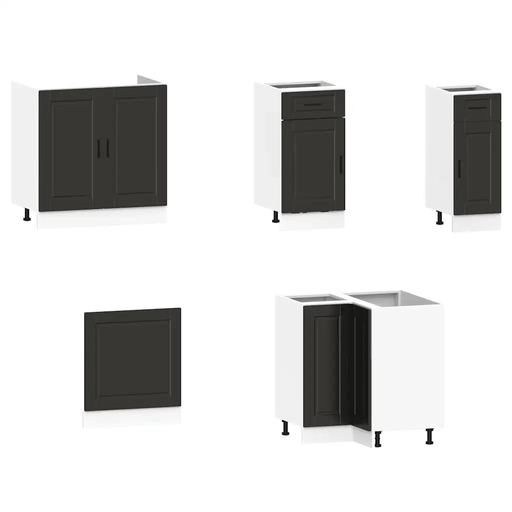 Set Mobili da Cucina 11 pz Porto Neri Legno Multistrato 3314962