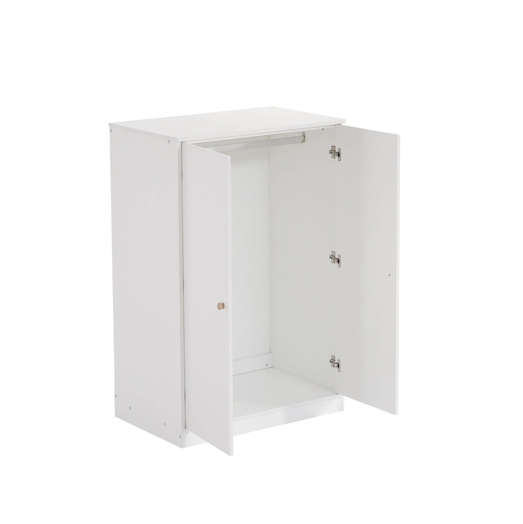 Armadio piccolo a 2 ante con asta appendiabiti 80x50x120 cm; MDF bianco