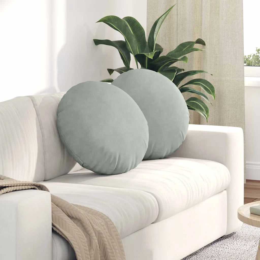 Cuscini per Seduta 2 pcs Grigio chiaro Ø50 x 19 cm Velluto