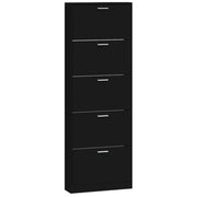 Scarpiera mobile contenitore per scarpe mobile per ingresso/corridoio/soggiorno 59 x 17 x 169 cm legno ingegnerizzato nero 02_0021984