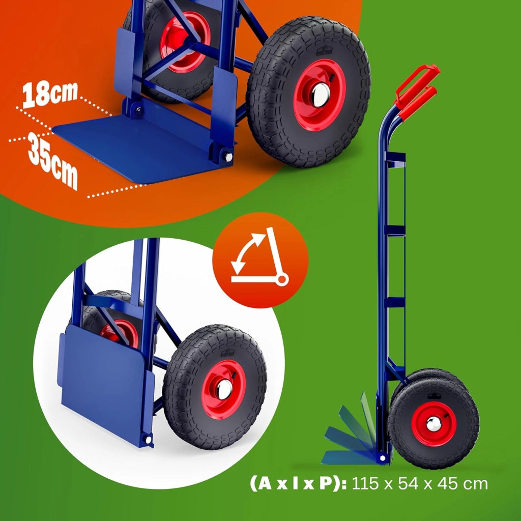 Carrello Portapacchi Pieghevole 200kg Pneumatici Maniglie Ergonomiche Carrellino con Ruote Portatutto Carrelli a Mano Saliscale in Acciaio Trasloco Porta Sacchi Trasporto Carichi Pesanti