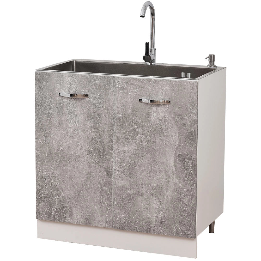 Mobile Cucina Sottolavello Componibile in Legno Colore Grigio con 2 Ante 80cm