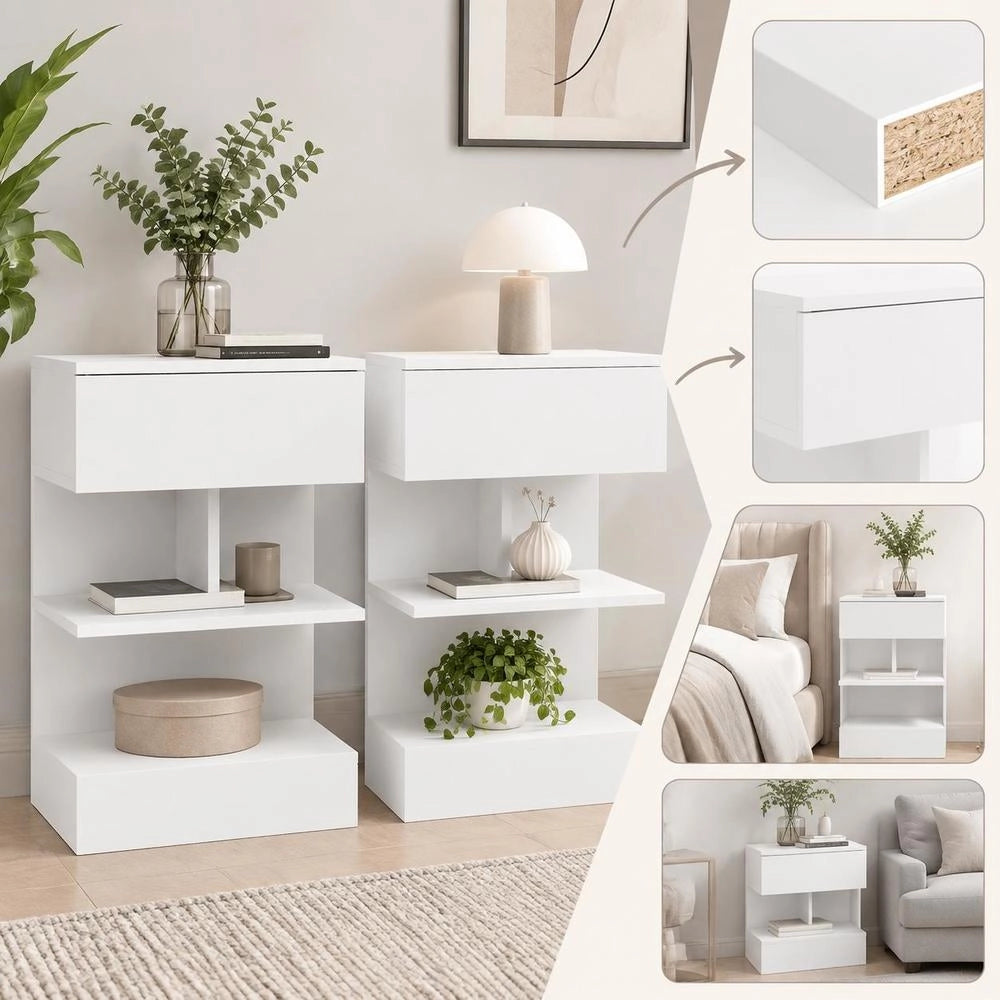 Bedside Tables 2 Pcs. White 40x35x65 Cm Wood Material