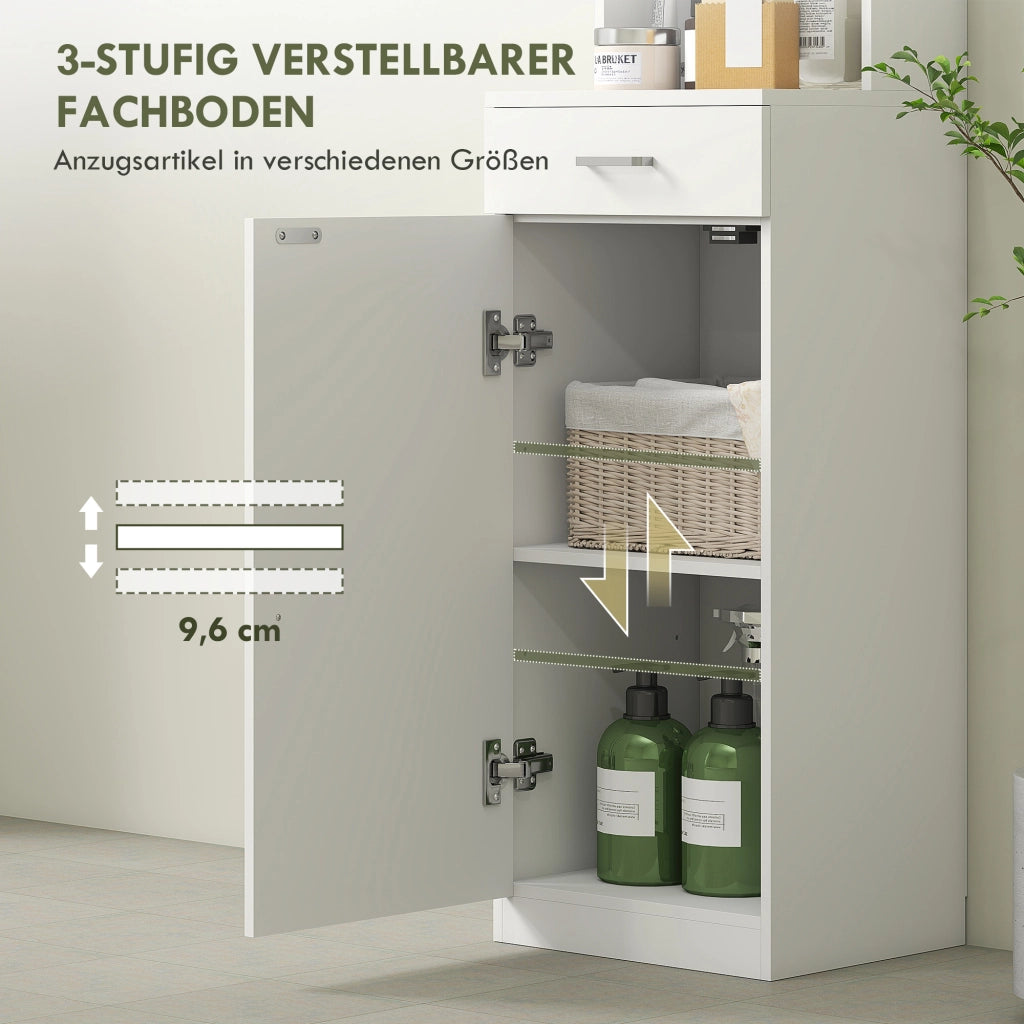Armadietto Bagno Alto Stretto con Cassetti e Ripiani ¨C zephmum ¨C Bianco Truciolato 30x30x