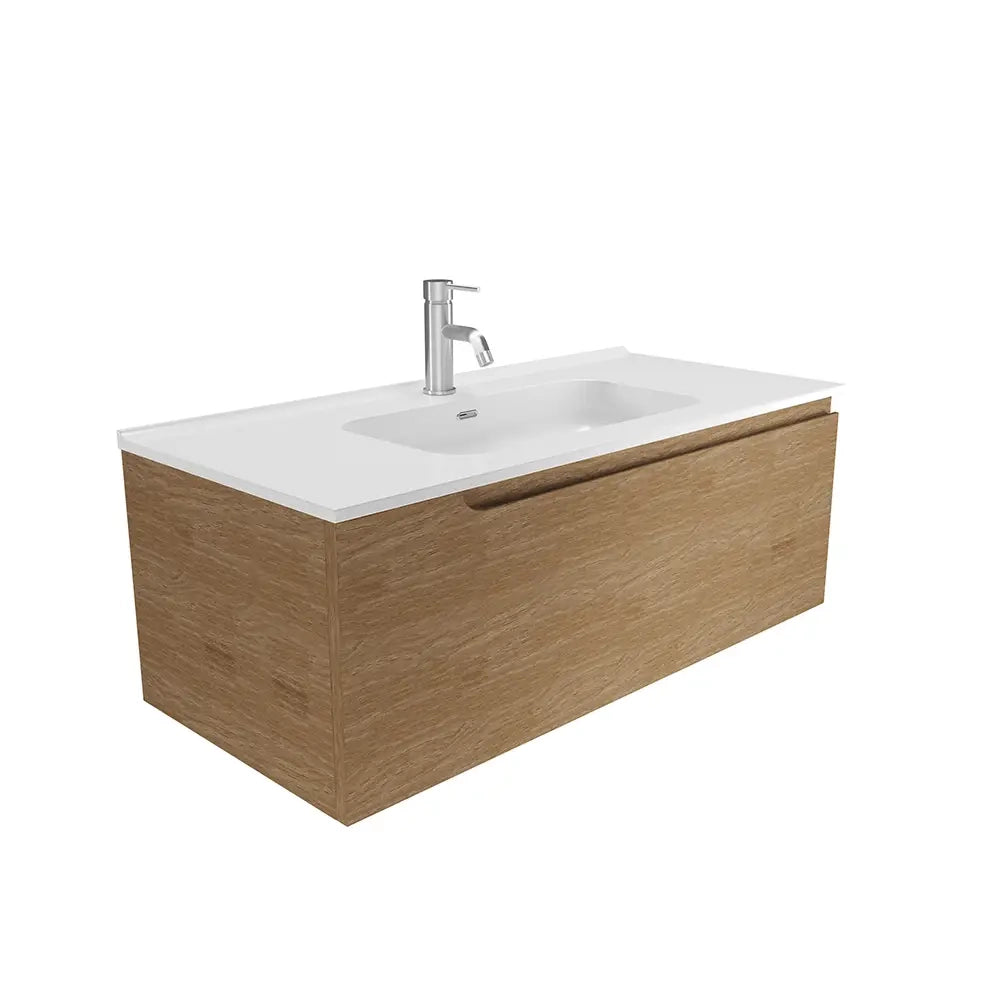 Mobile bagno sospeso 70 cm un cassetto rovere chiaro con lavabo  | Moor