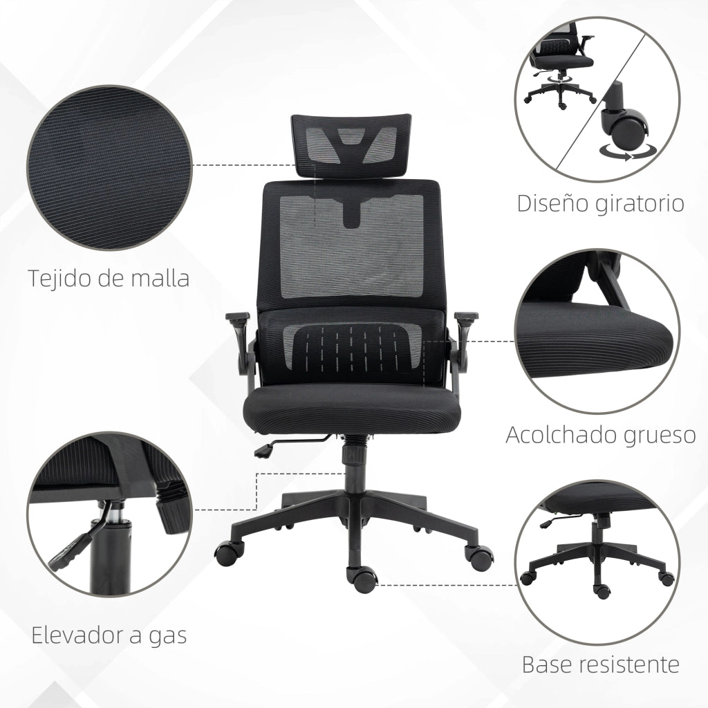 Sedia da ufficio girevole in rete ¨C zephmum ¨C nero 60x61x104,5-121,5 cm