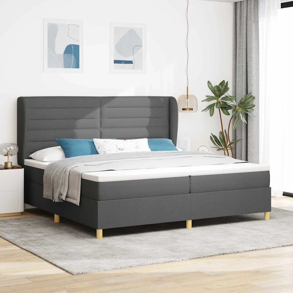 Letto a molle con materasso Grigio scuro 200 x 200 cm Tessuto 3340712