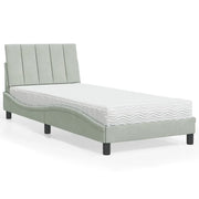 Letto con Materasso Grigio Chiaro 80x200 cm in Velluto