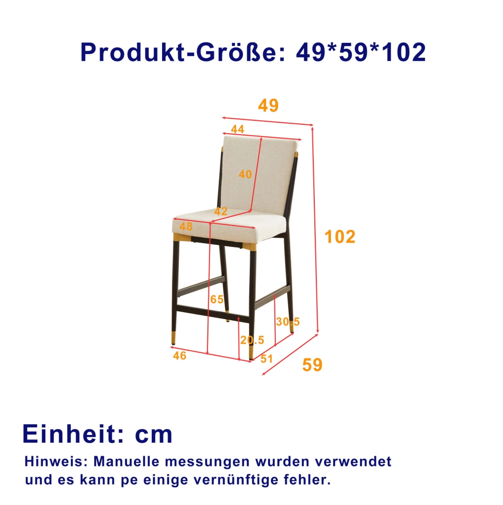 Set di 2 sgabelli da bancone scandinavi beige e nero-oro