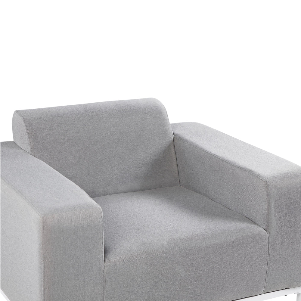 Set di 2 poltrone da giardino rivestimento tessuto grigio gambe alluminio Nero interni ed esterni mobili resistenti agli agenti atmosferici