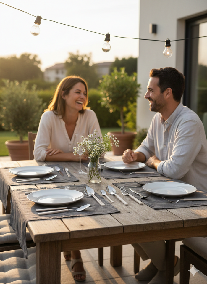 Servizio Set di Posate 24 Pezzi in Acciaio Eme Fast Avorio 18
