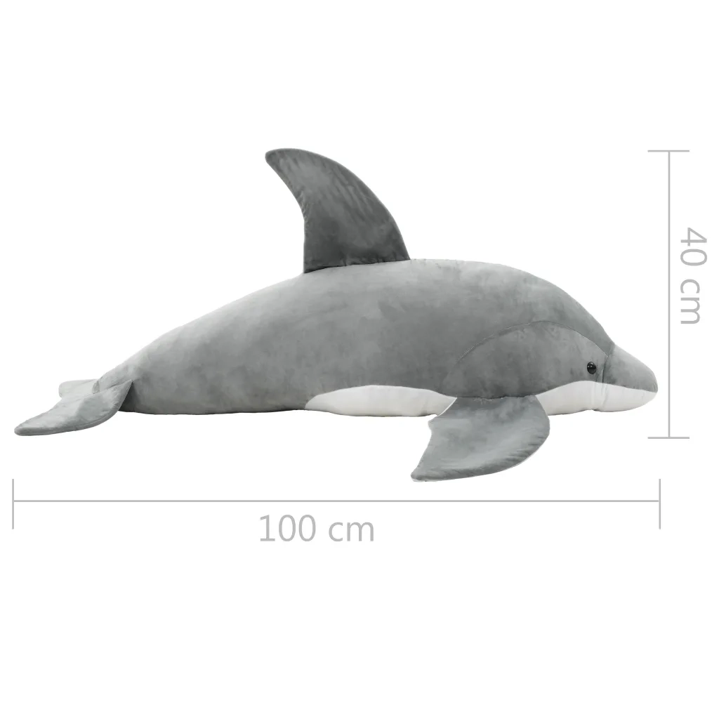 vidaXL Giocattolo di Peluche Delfino Grigio