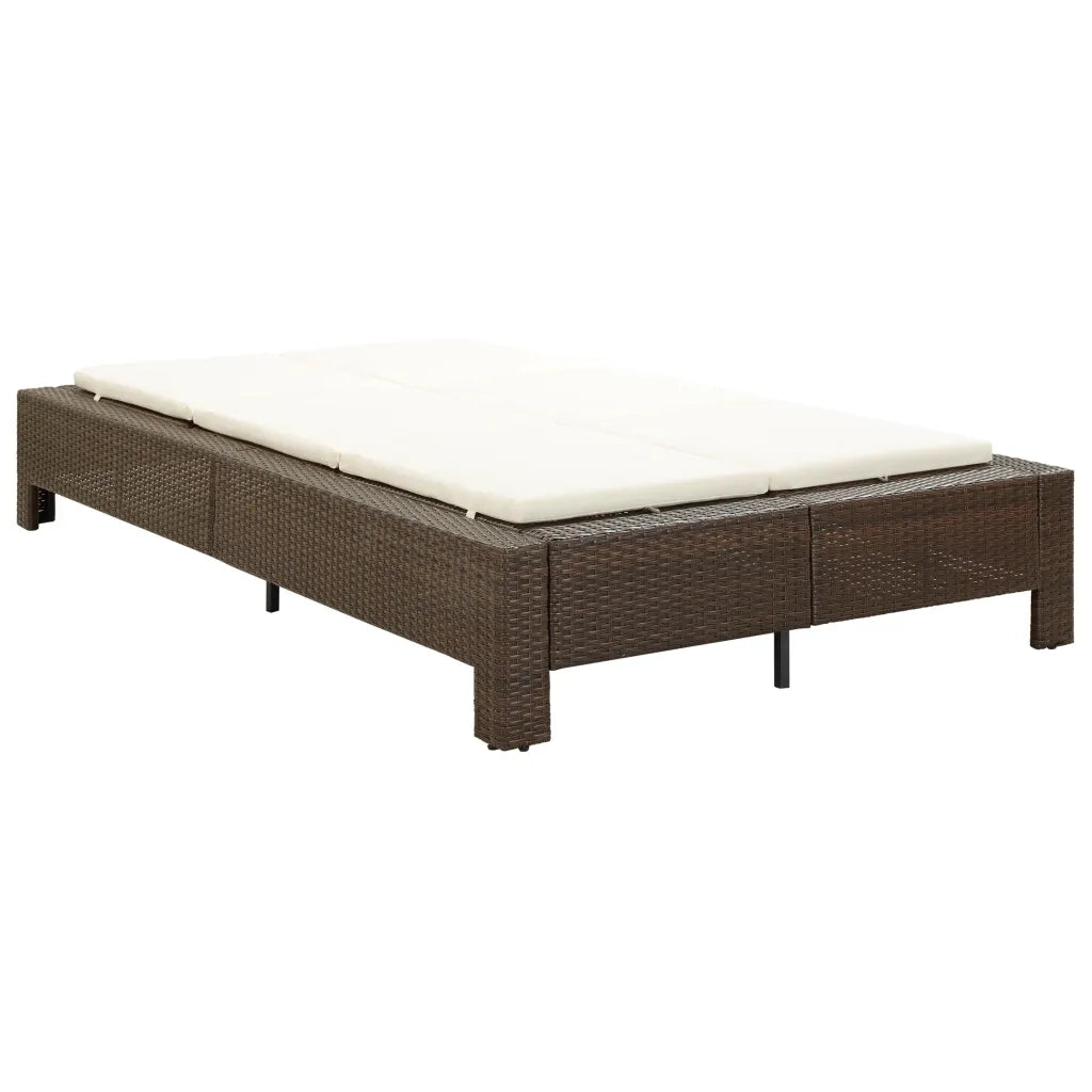 Lettino Prendisole a 2 Posti con Cuscino Marrone in Polyrattan cod mxl 64491
